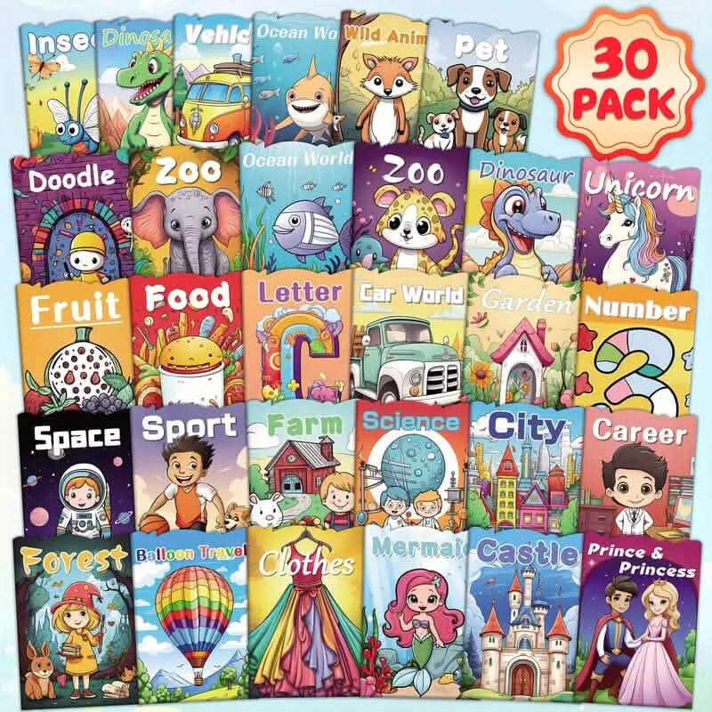 30-Pack: Children's Mini Coloring Book Set