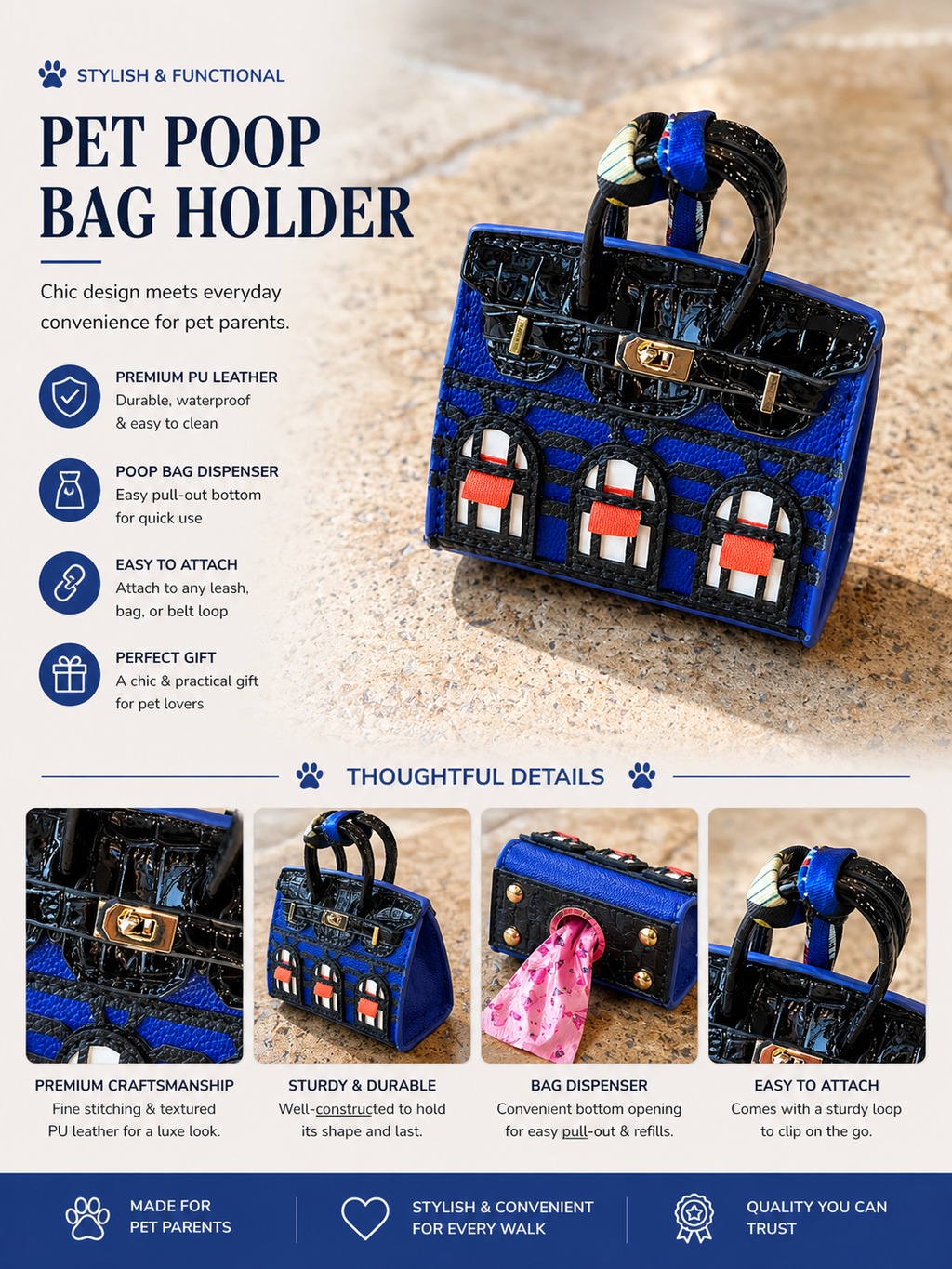 Boutique Handbag Dog Waste Bag Holder