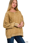 Zenana French Terry Acid Wash Pullover