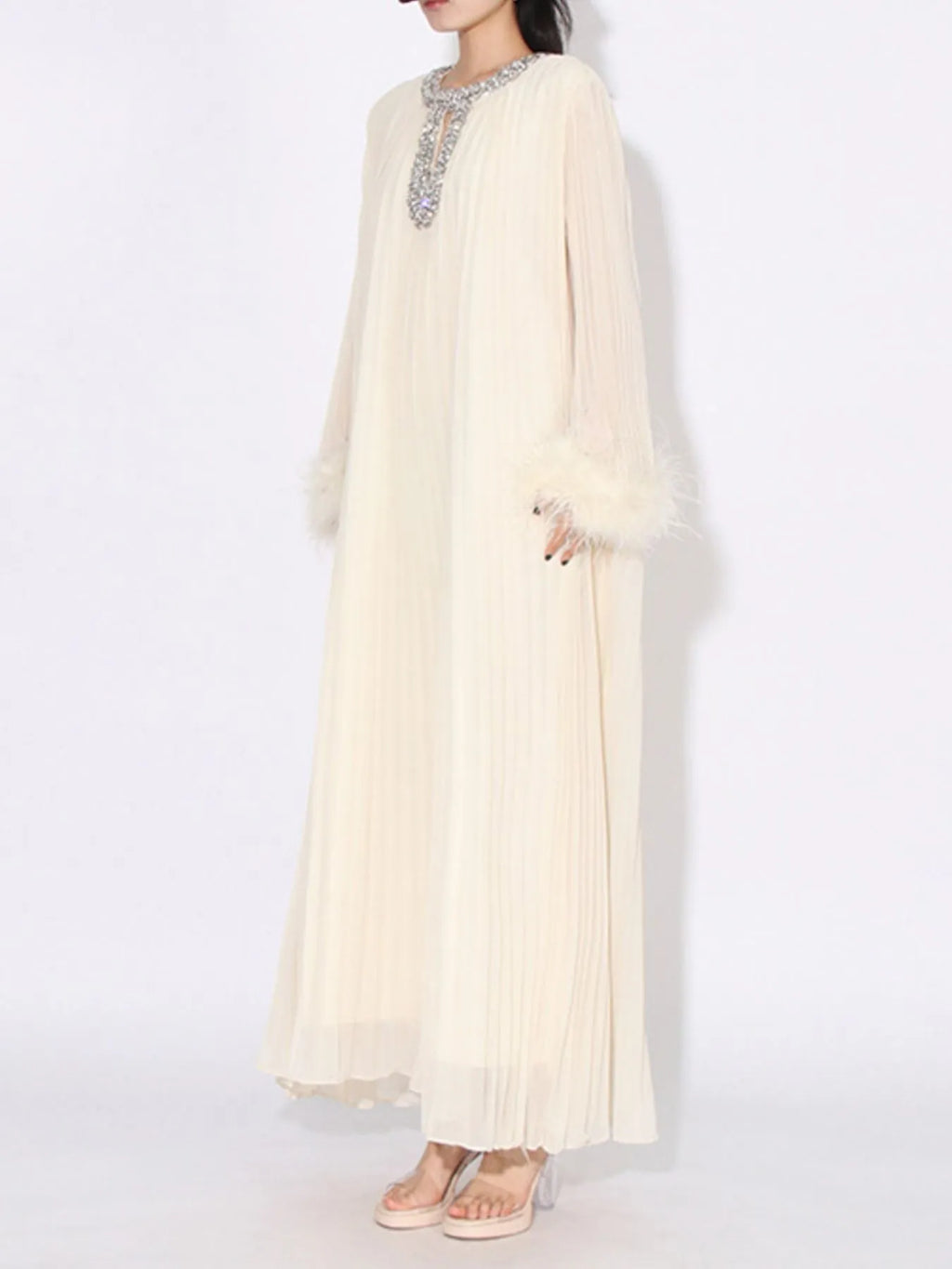 Rhinestone Long Sleeve Maxi Dress