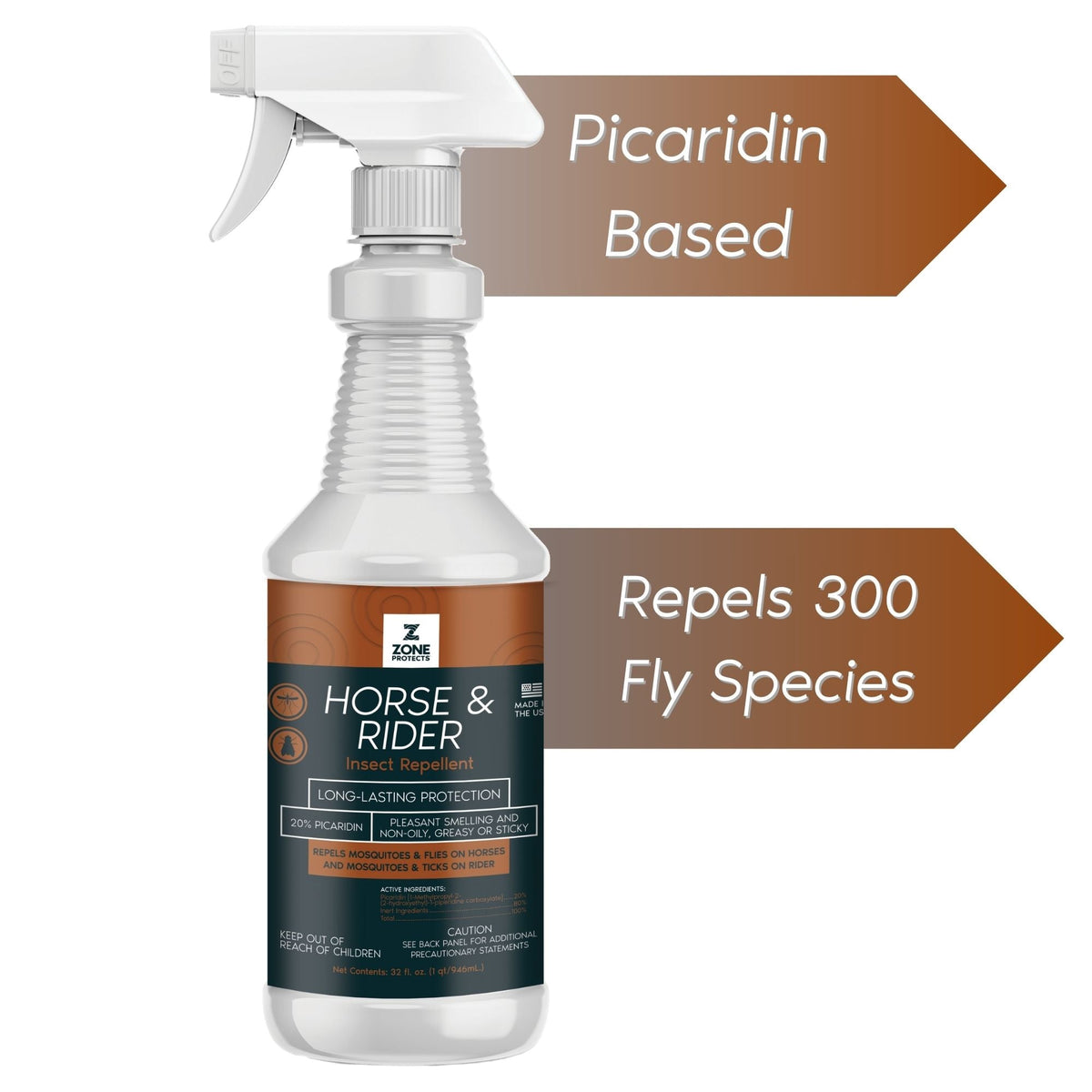 Horse & Rider Fly & Insect Repellent Spray, 32oz Trigger Sprayer