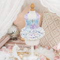 Luxury Layered Ruffle Dog Dress | Blue Princess Puppy Dress with Lace & Satin Bows