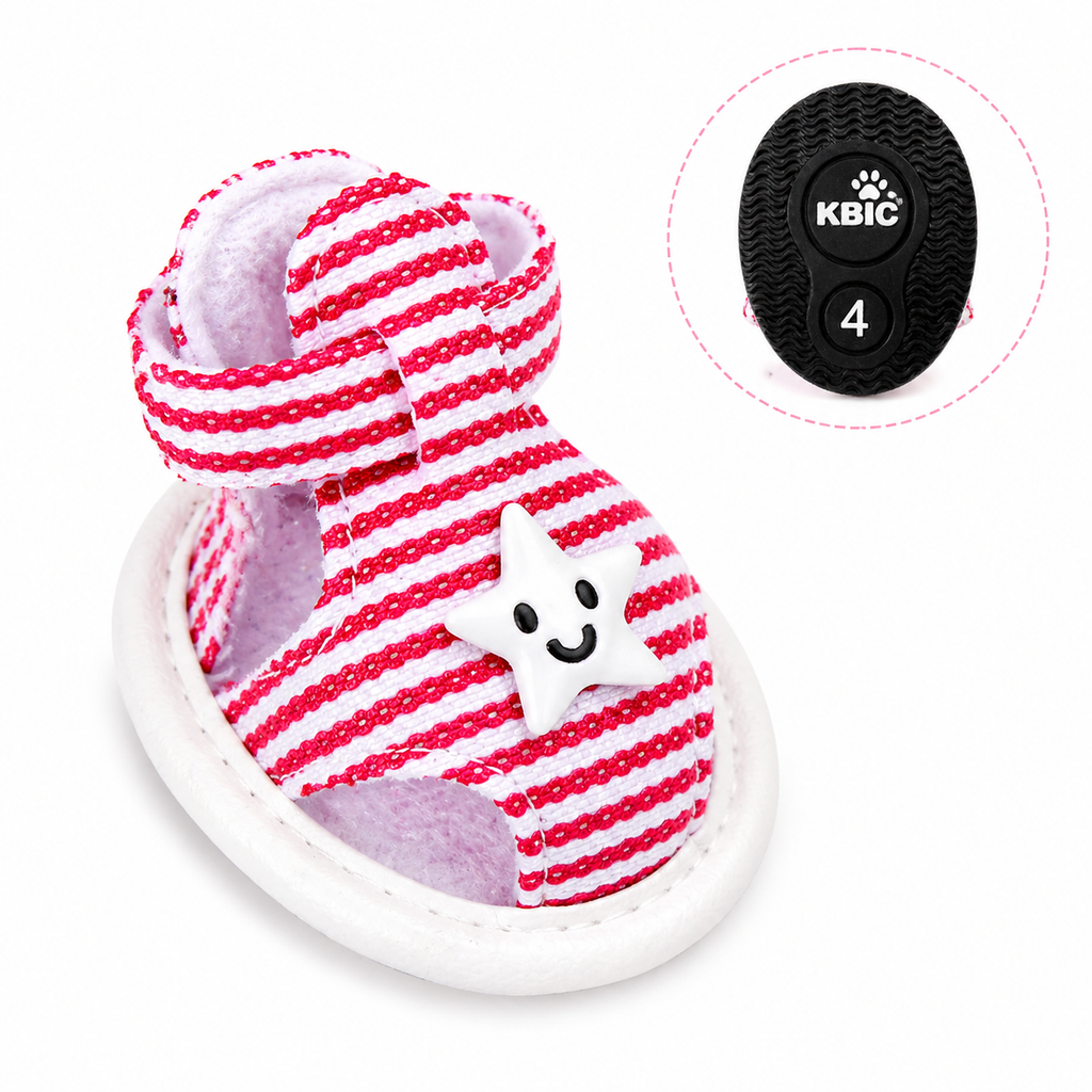 Striped Dog Sandals with Hook-and-Loop Straps