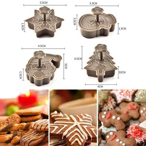 4-Piece: Plastic Cookie Baking Moulds