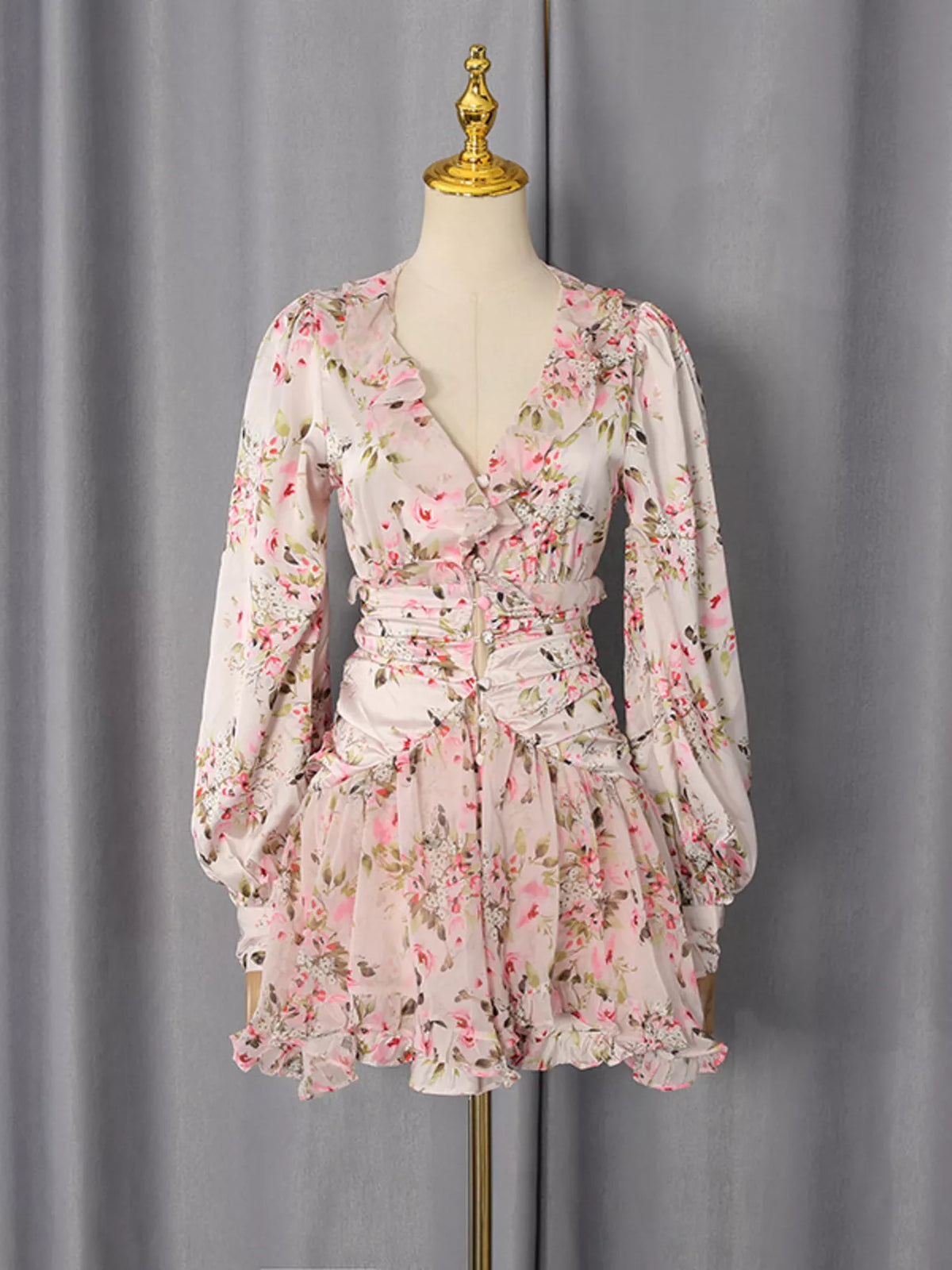 Floral Print Ruffle Mini Dress