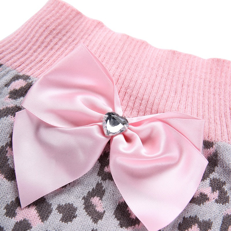Pink Leopard Knit Dog Sweater