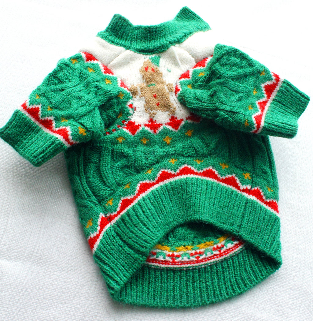 Gingerbread Christmas Knit Dog Sweater