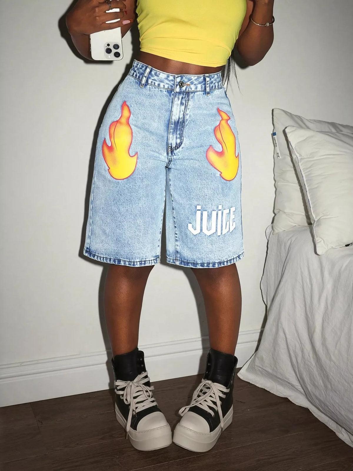 High-Waisted Denim Shorts
