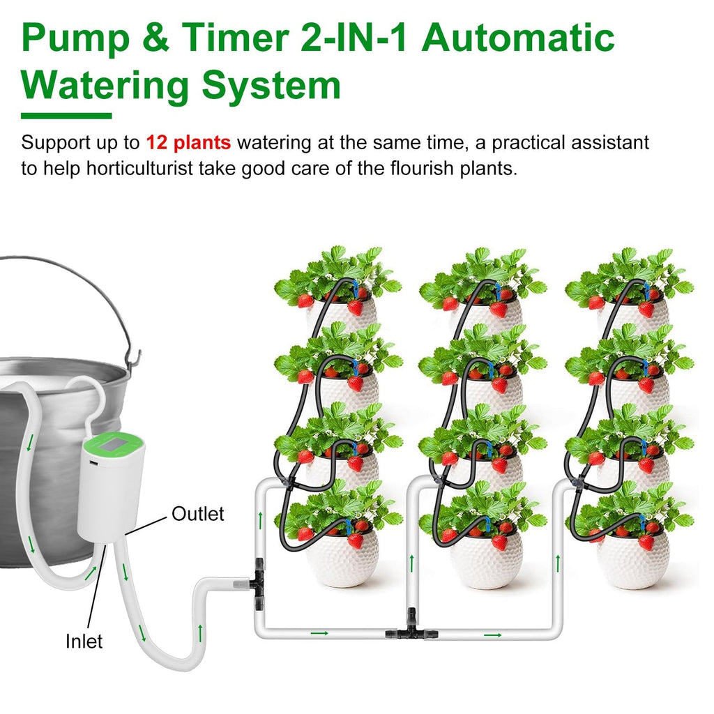 Automatic Watering System Kit With Timer Pump Device For 12Plants Rechargeable Battery Programmable Plant Watering Timer Drip Irrigation System For In