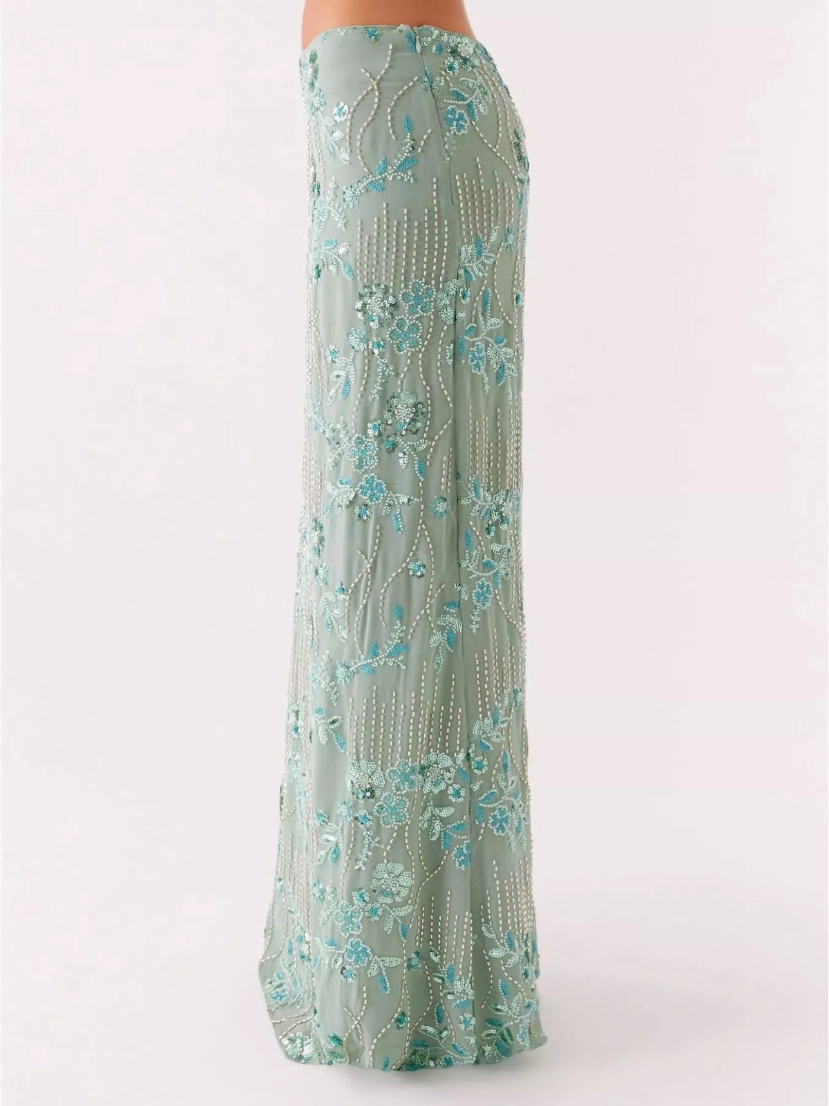 Sequin Embroidered Maxi Skirt