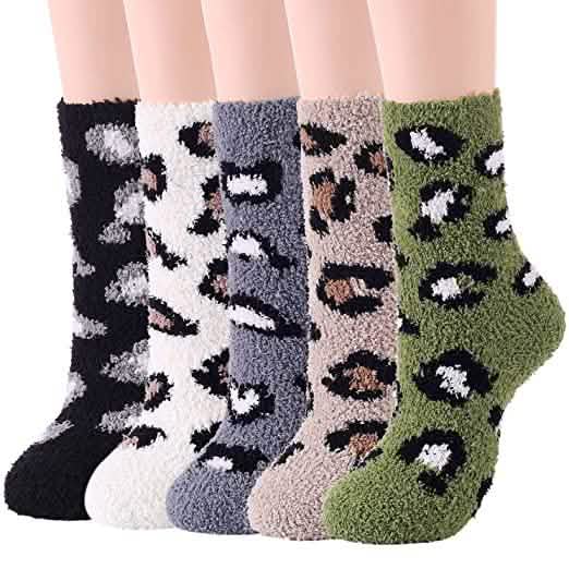 5-Pair: Womens Fuzzy Socks Winter Slipper Socks