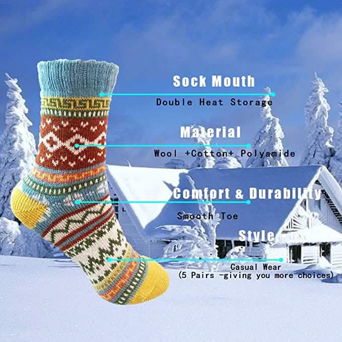 5-Pairs: Women's Winter Socks
