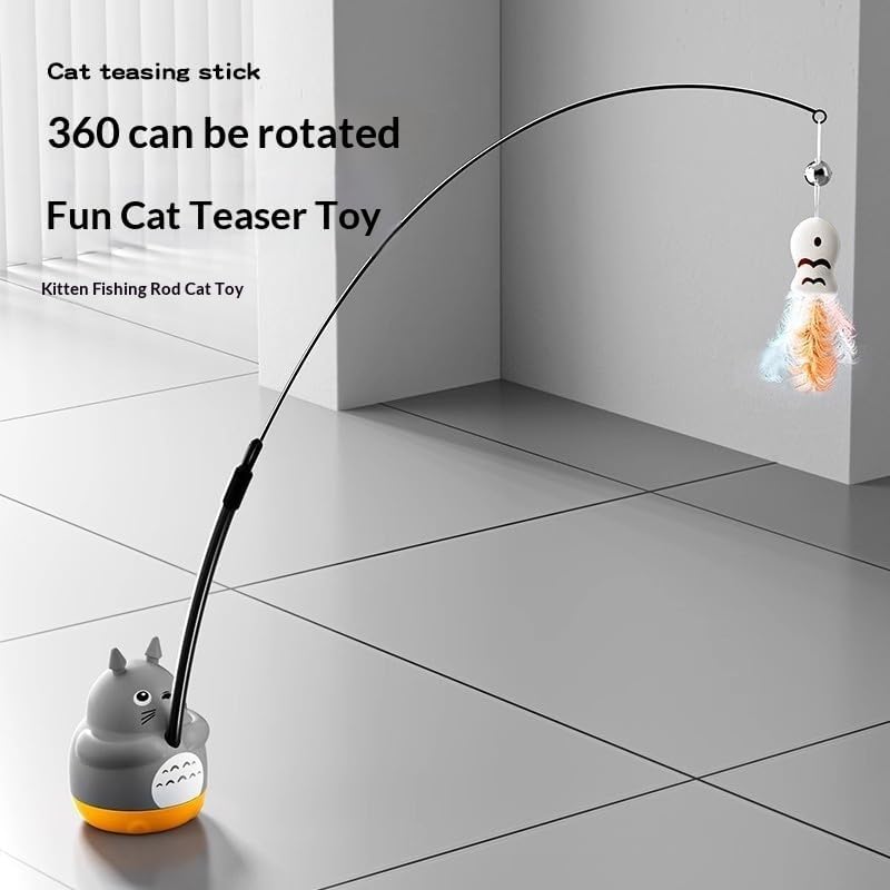 Rotating Feather Teaser Cat Toy with Bell
