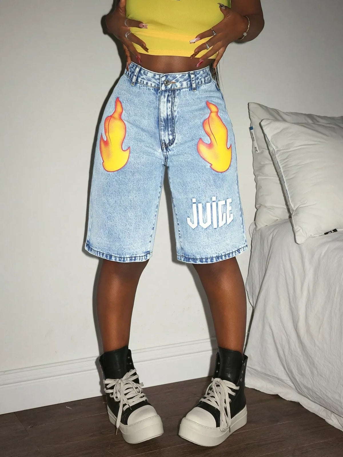 High-Waisted Denim Shorts