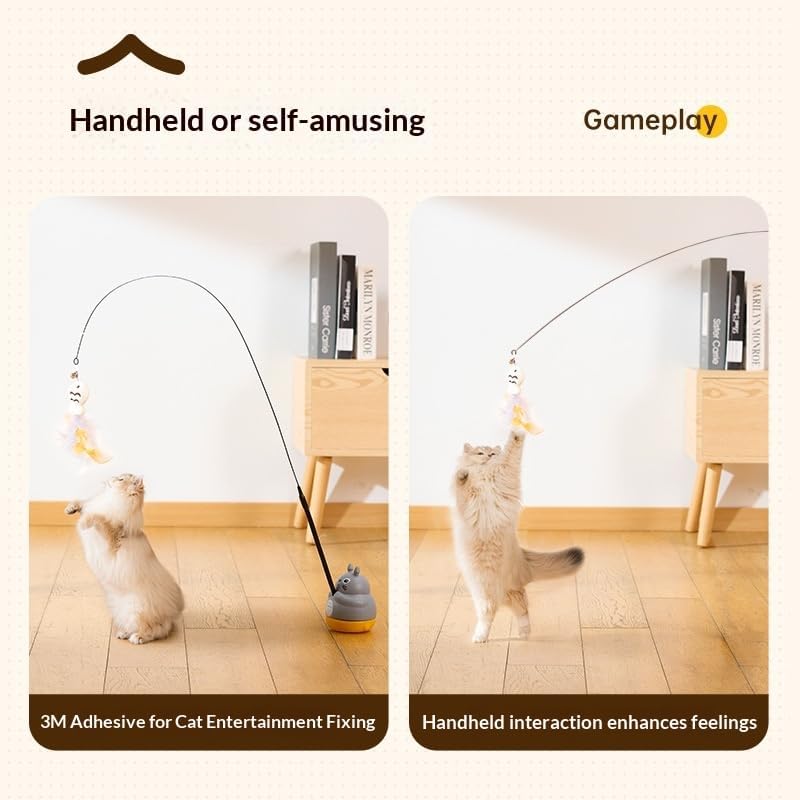 Rotating Feather Teaser Cat Toy with Bell