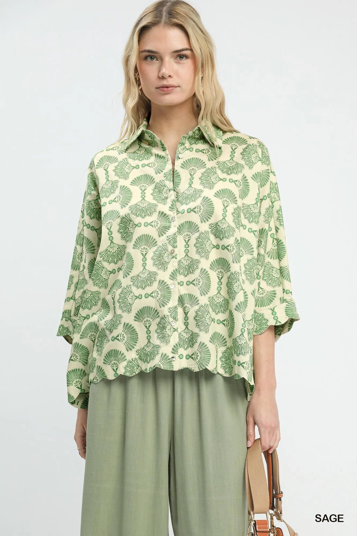 Umgee Printed Button Down Shirt