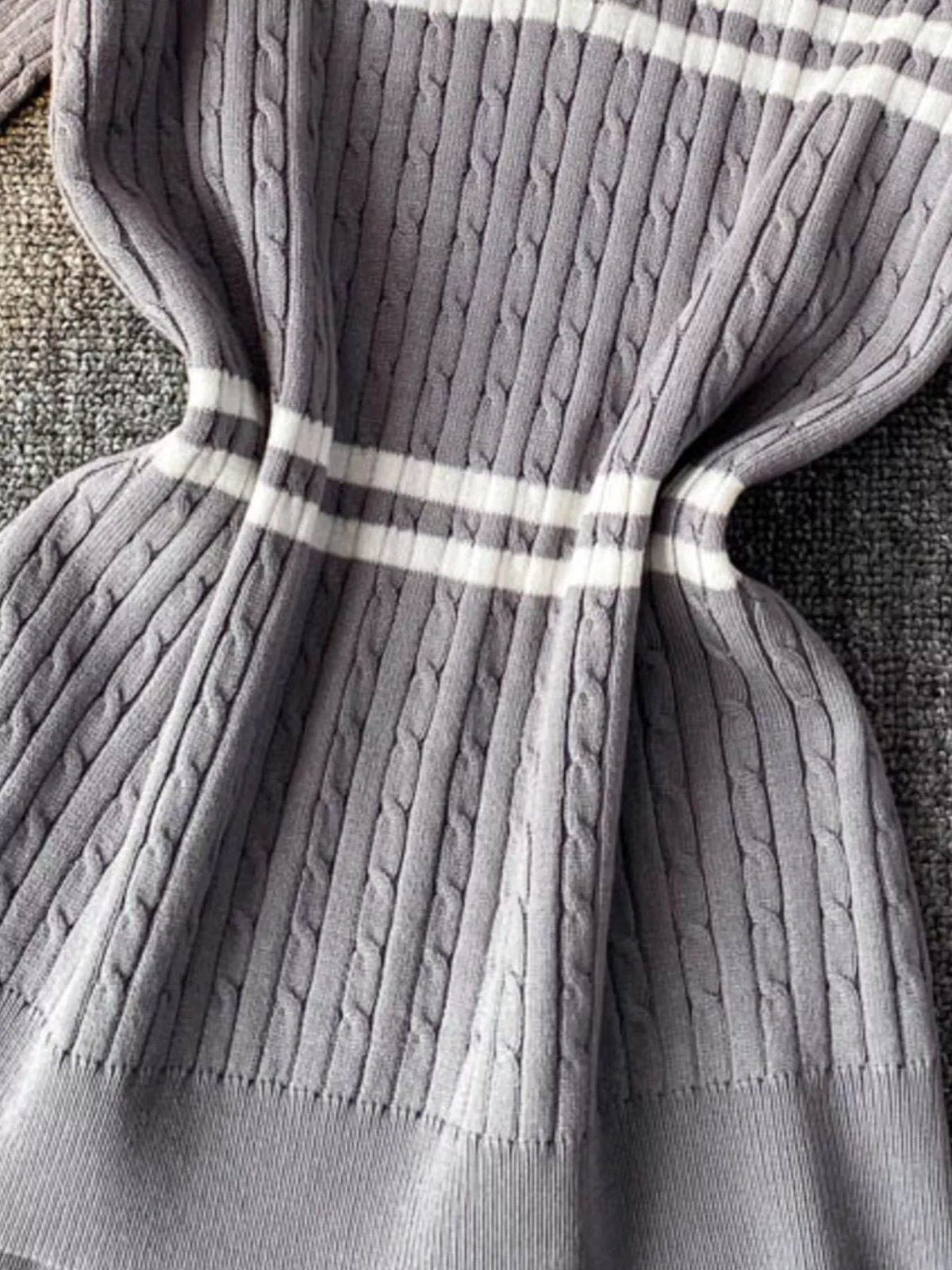 Striped Knit Polo Collar Top