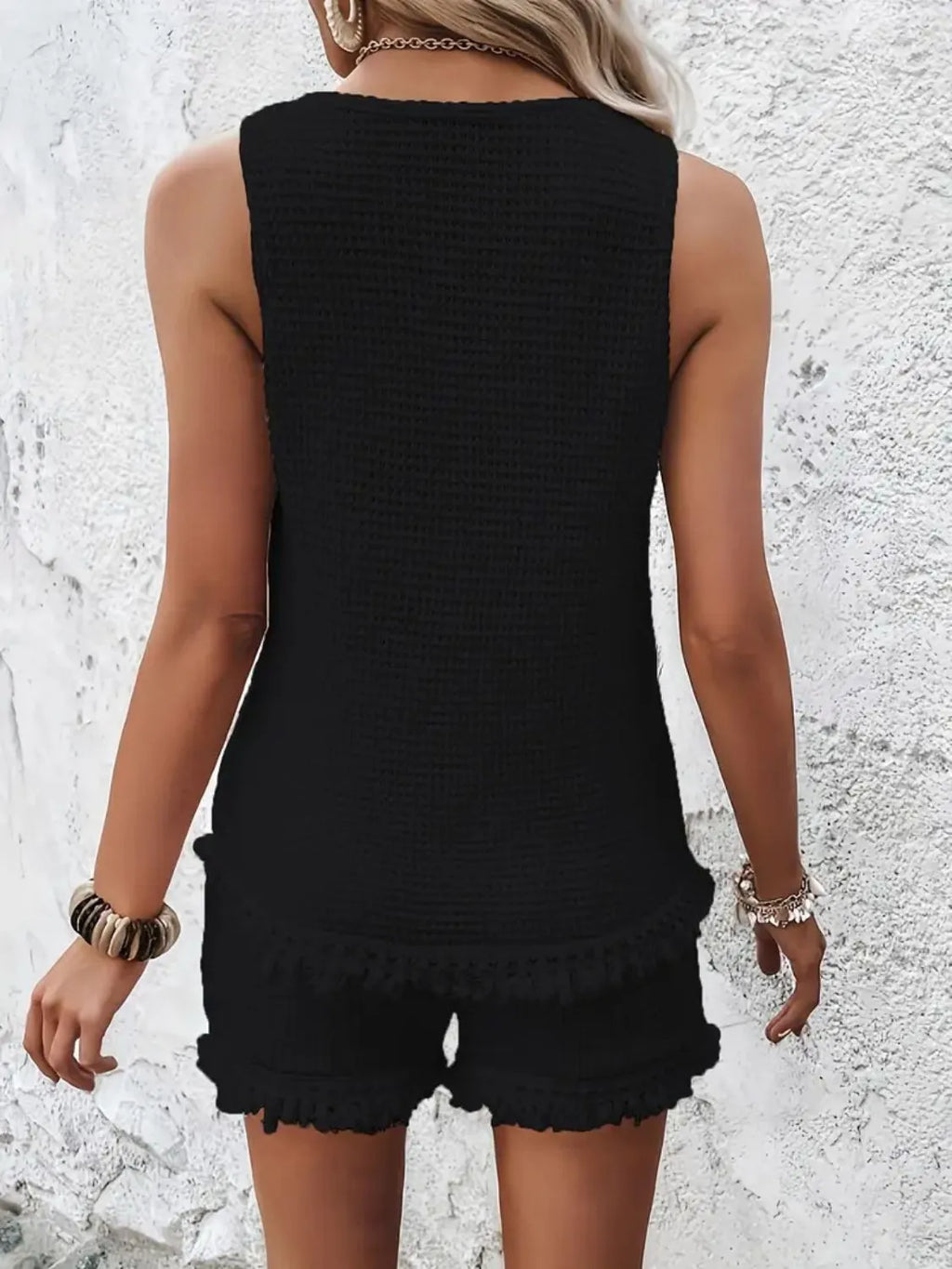 Round Neck Wide Strap Tank and Shorts Set