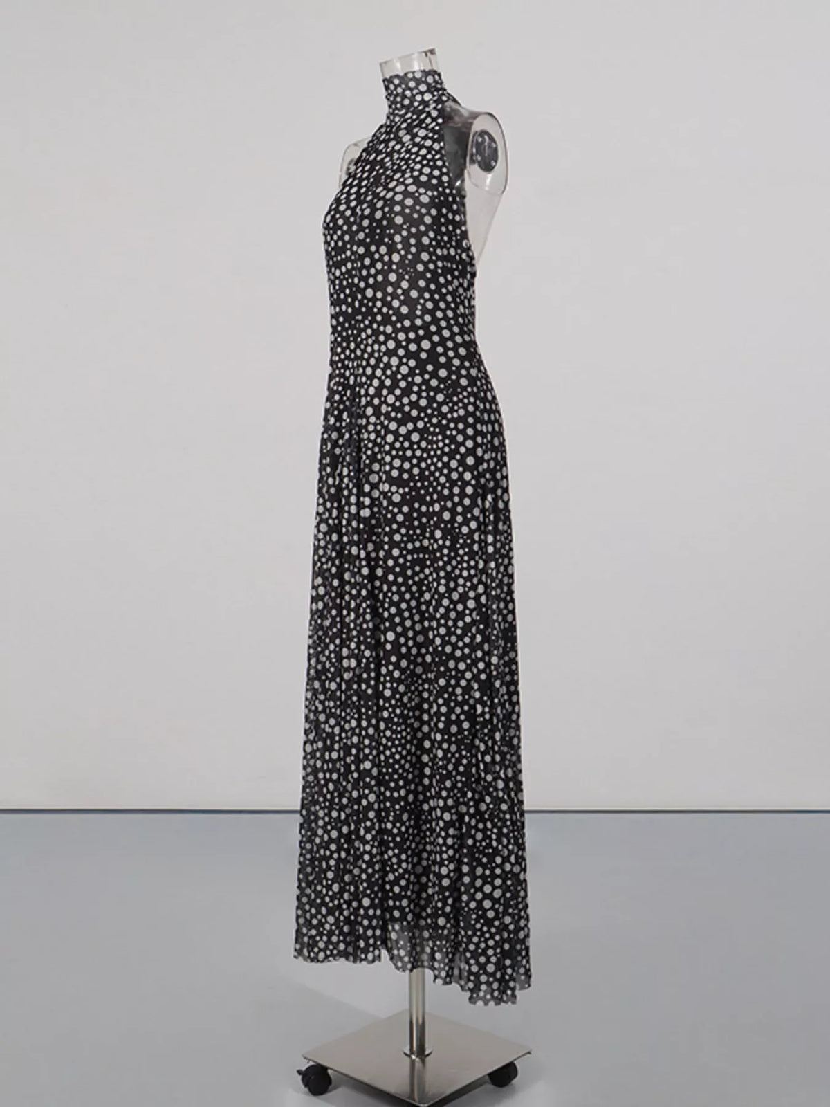 Halter Neck Polka Dot Maxi Dress