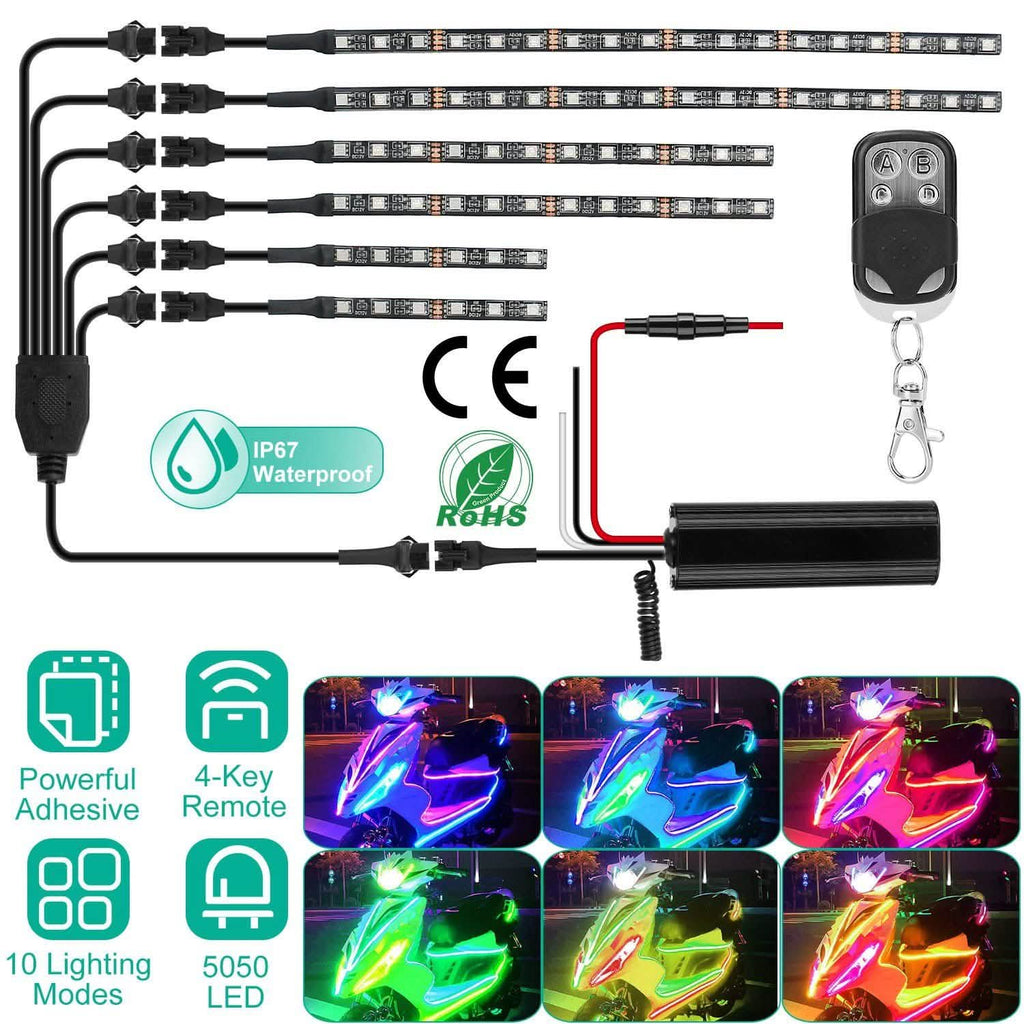 6-Piece: Motorcycle LED Light Strips