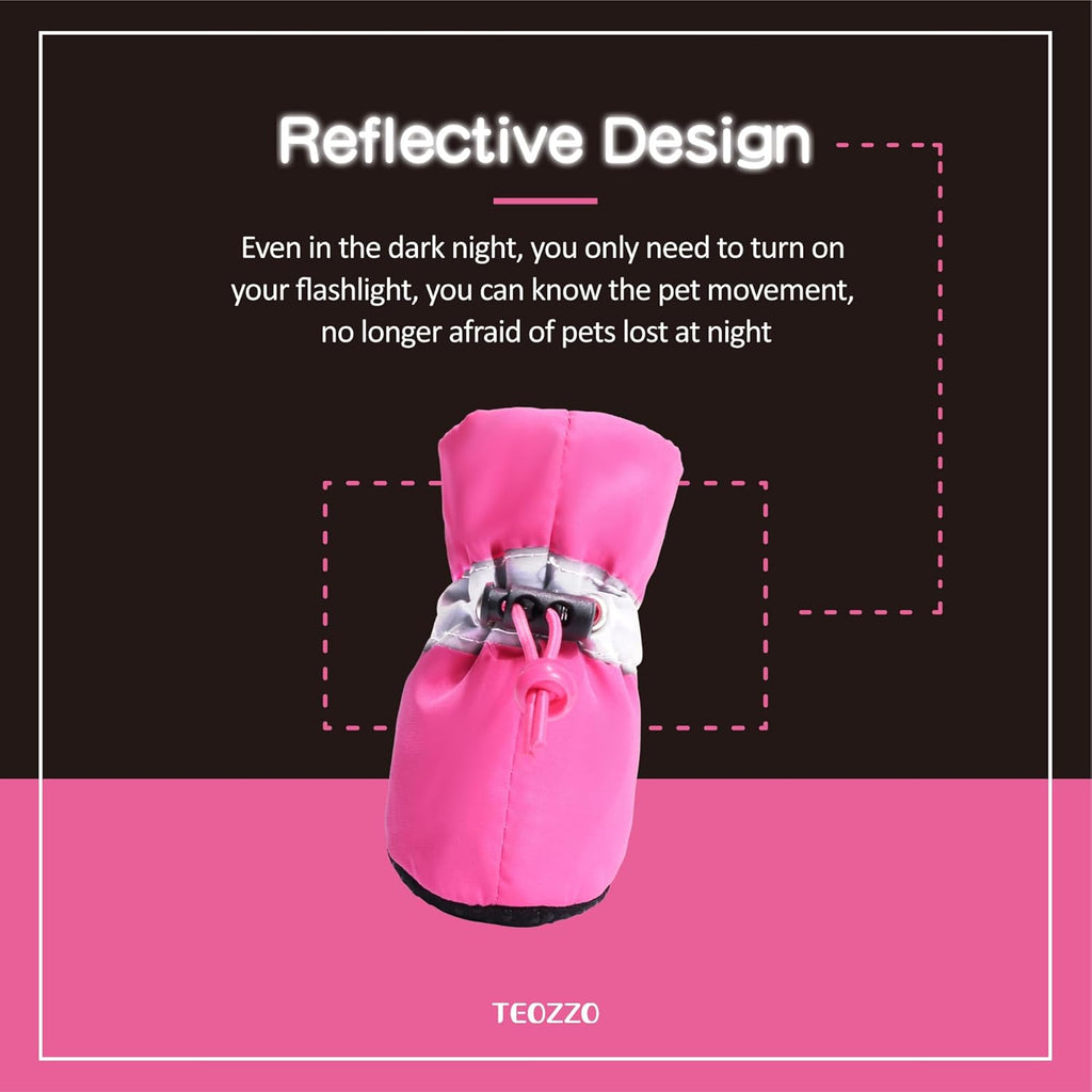 Reflective Drawstring Dog Boots, Set of 4
