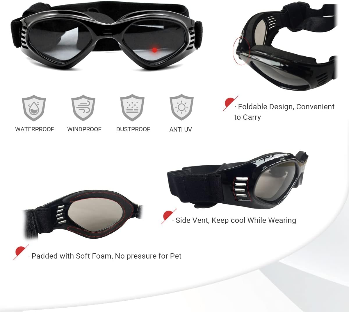 Cat-Eye Dog Sunglasses with Adjustable Strap