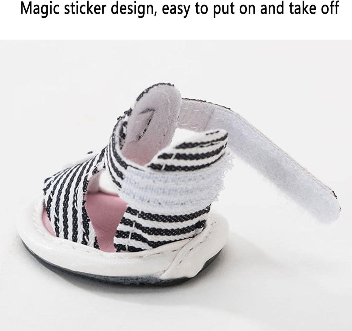 Striped Dog Sandals with Hook-and-Loop Straps