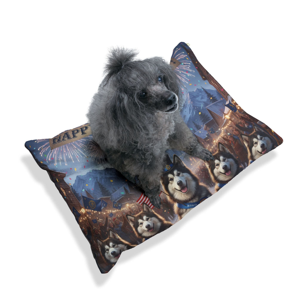 Happy Alaska Day Alaskan Malamutes Pet Bed