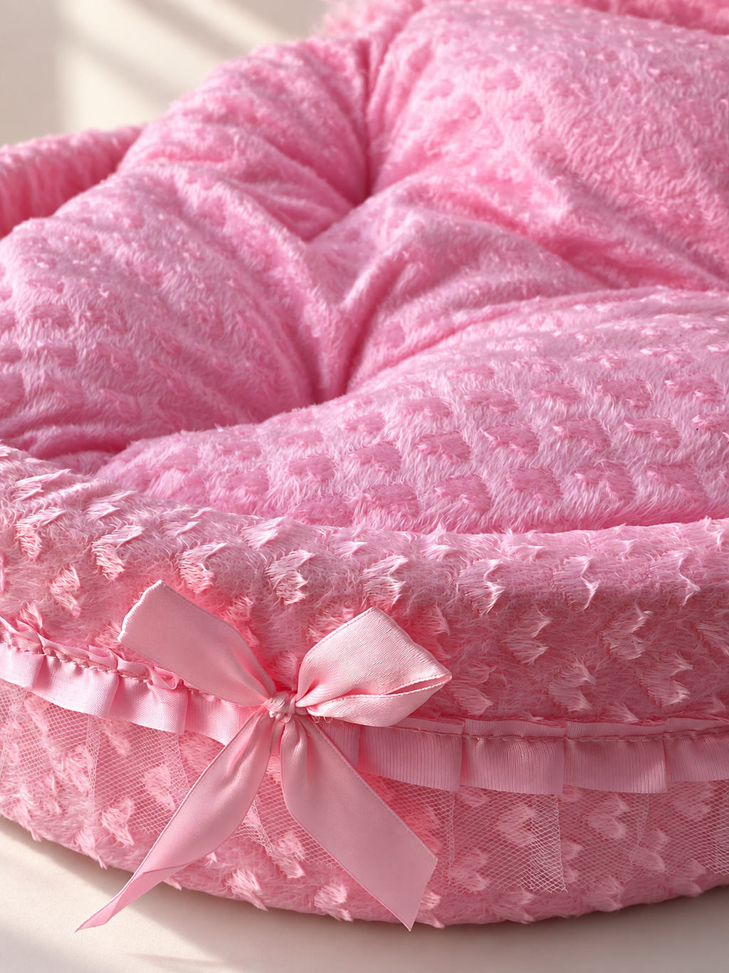 Pink Plush Princess Pet Bed for Small Pets