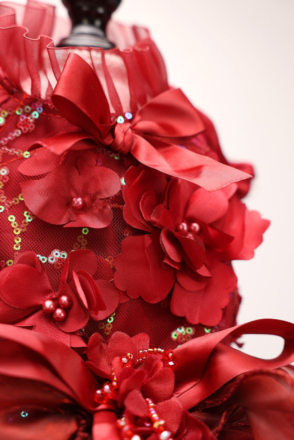 Luxury Burgundy Floral Dog Wedding Dress