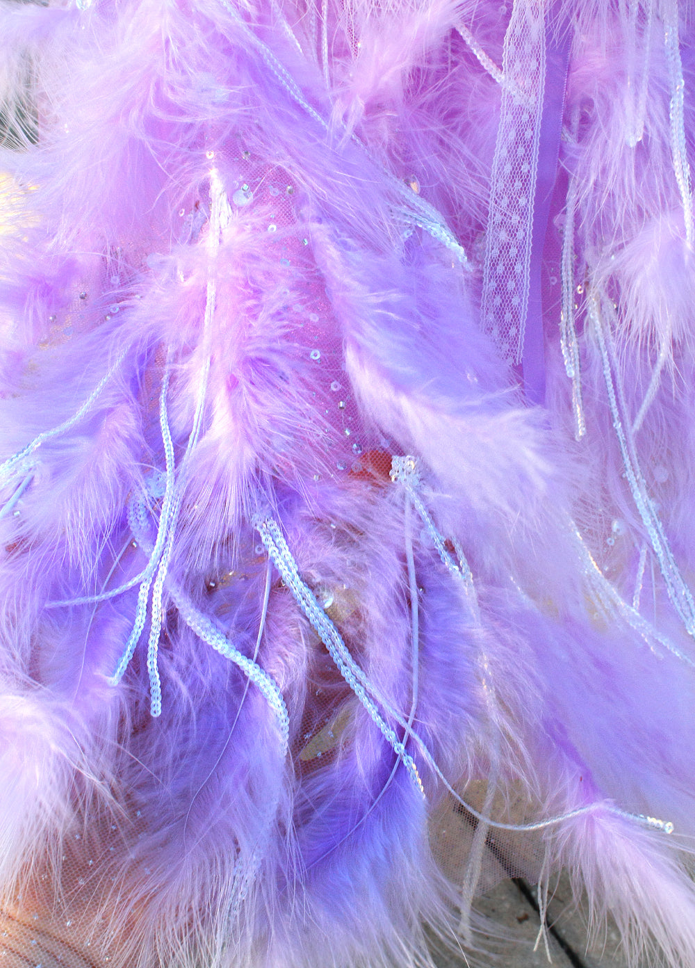 Luxury Lavender Feather Dog Wedding Gown with Crystal Details