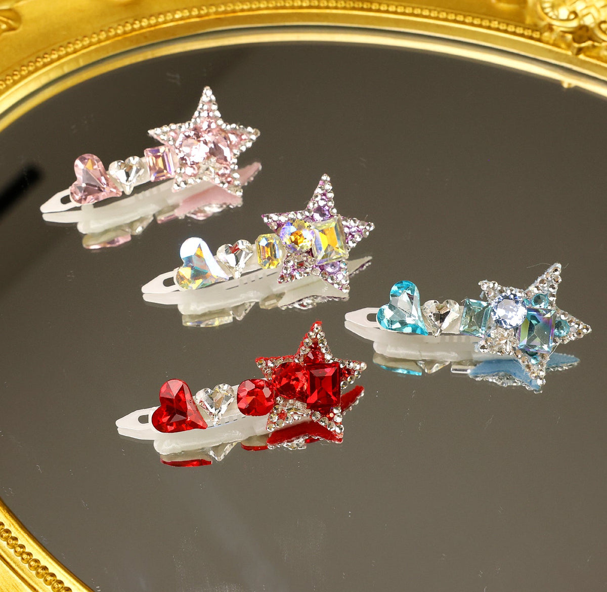 Rhinestone Star and Heart Pet Hair Clip