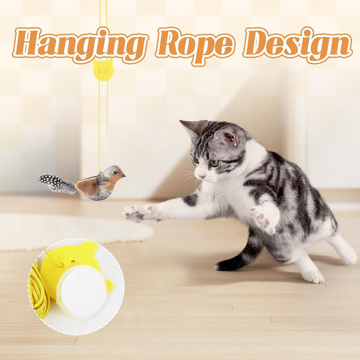 Hanging Bird Cat Toy with Elastic Cord