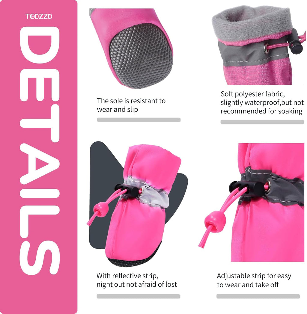 Reflective Drawstring Dog Boots, Set of 4