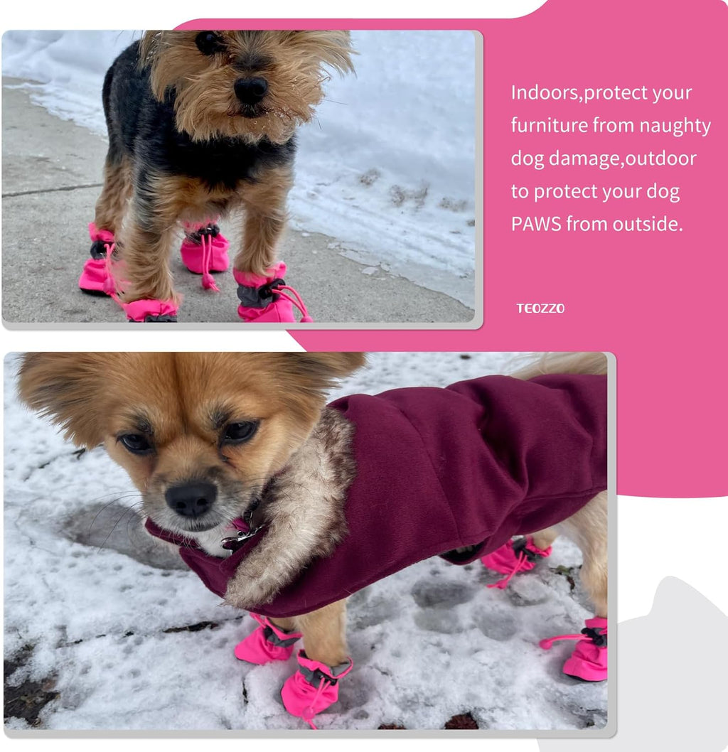 Reflective Drawstring Dog Boots, Set of 4