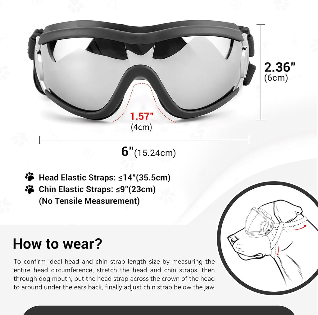 Large Dog Ski Goggles with Adjustable Straps