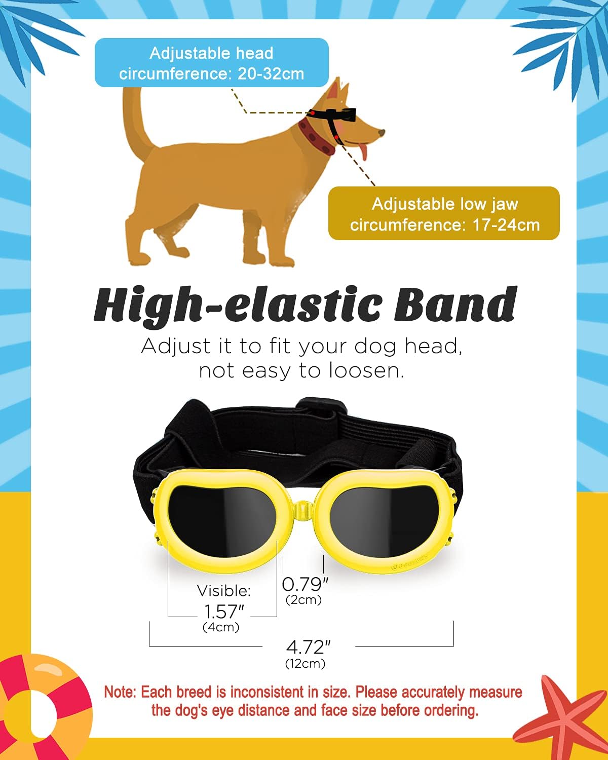 Oval Dog Sunglasses with Adjustable Strap