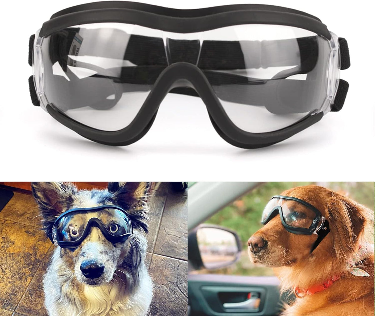 Large Dog Ski Goggles with Adjustable Straps