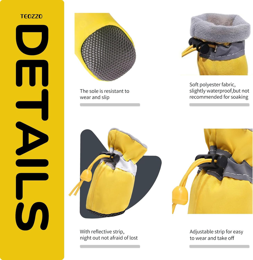 Reflective Drawstring Dog Boots, Set of 4