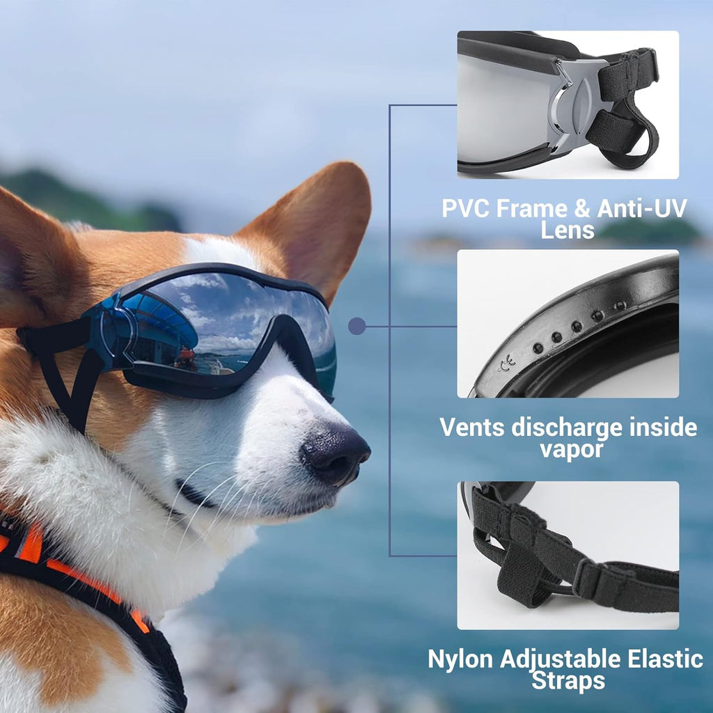 Large Dog Ski Goggles with Adjustable Straps