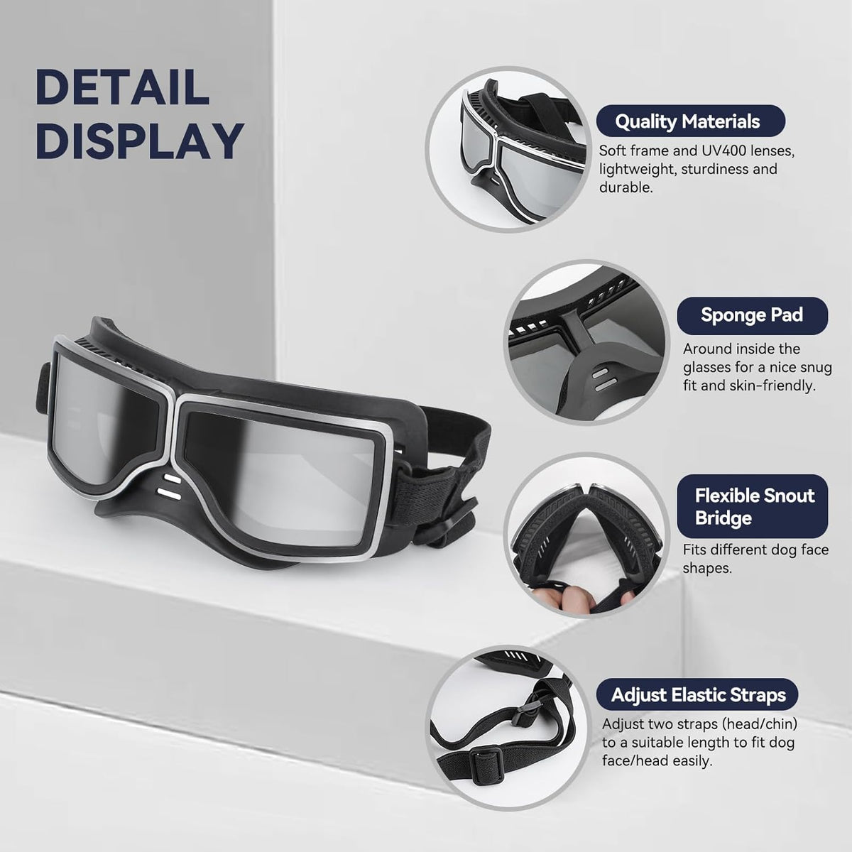 Pilot-Style Dog Goggles for Large Dogs