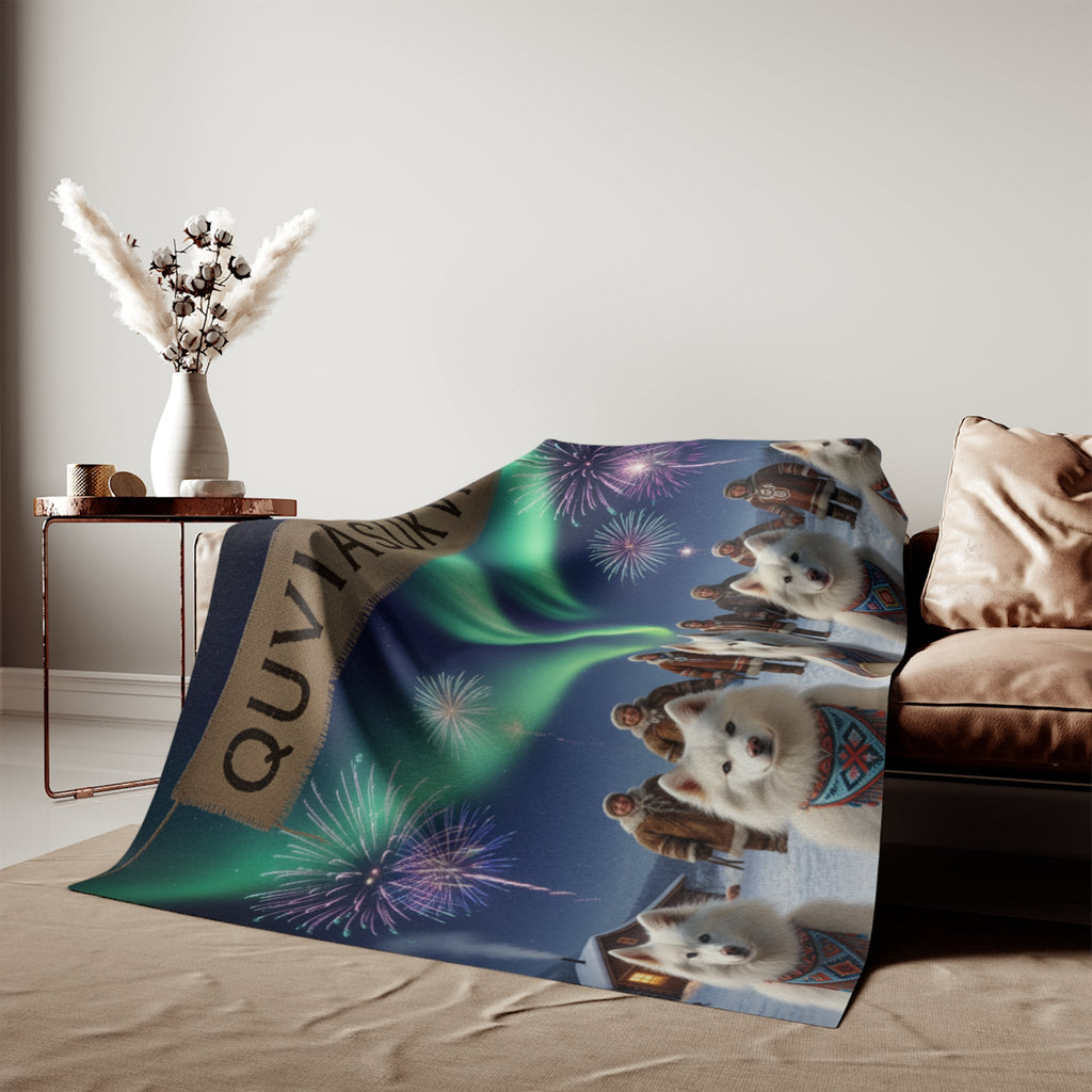 Northern Lights American Eskimo Dogs Blanket