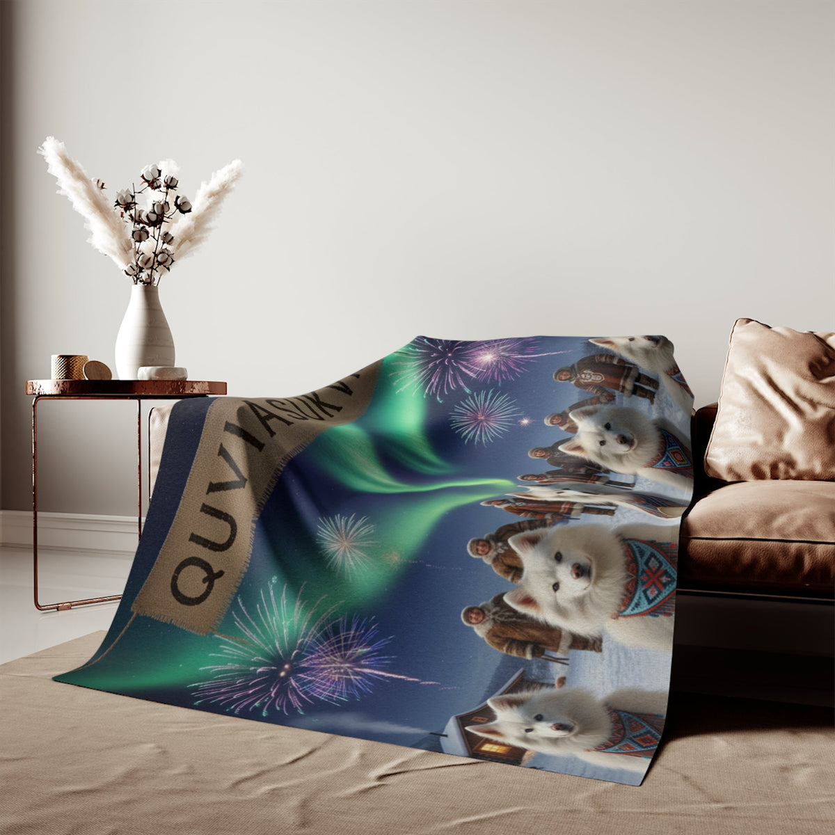 Northern Lights American Eskimo Dogs Blanket
