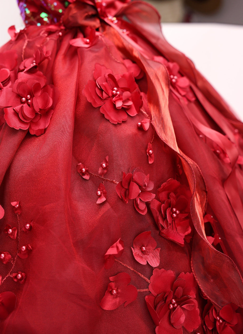 Luxury Burgundy Floral Dog Wedding Dress