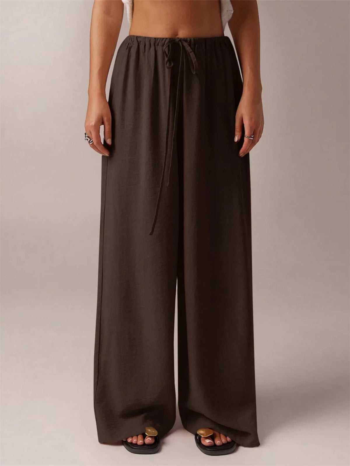 Drawstring Wide Leg Pants