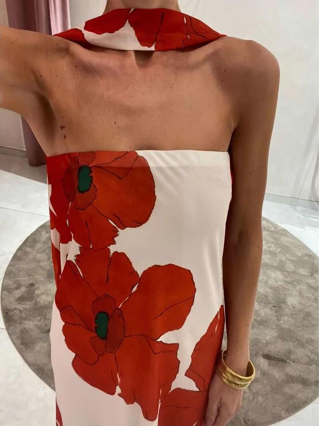 Printed Tube Maxi Dress