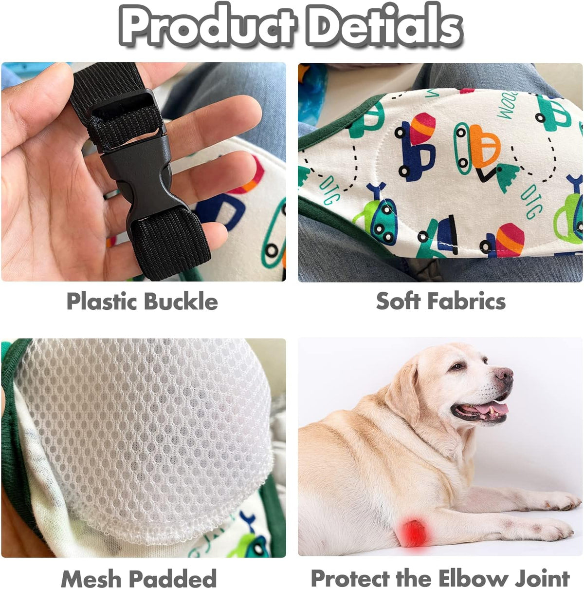 Padded Dog Front Leg Sleeves with Adjustable Strap