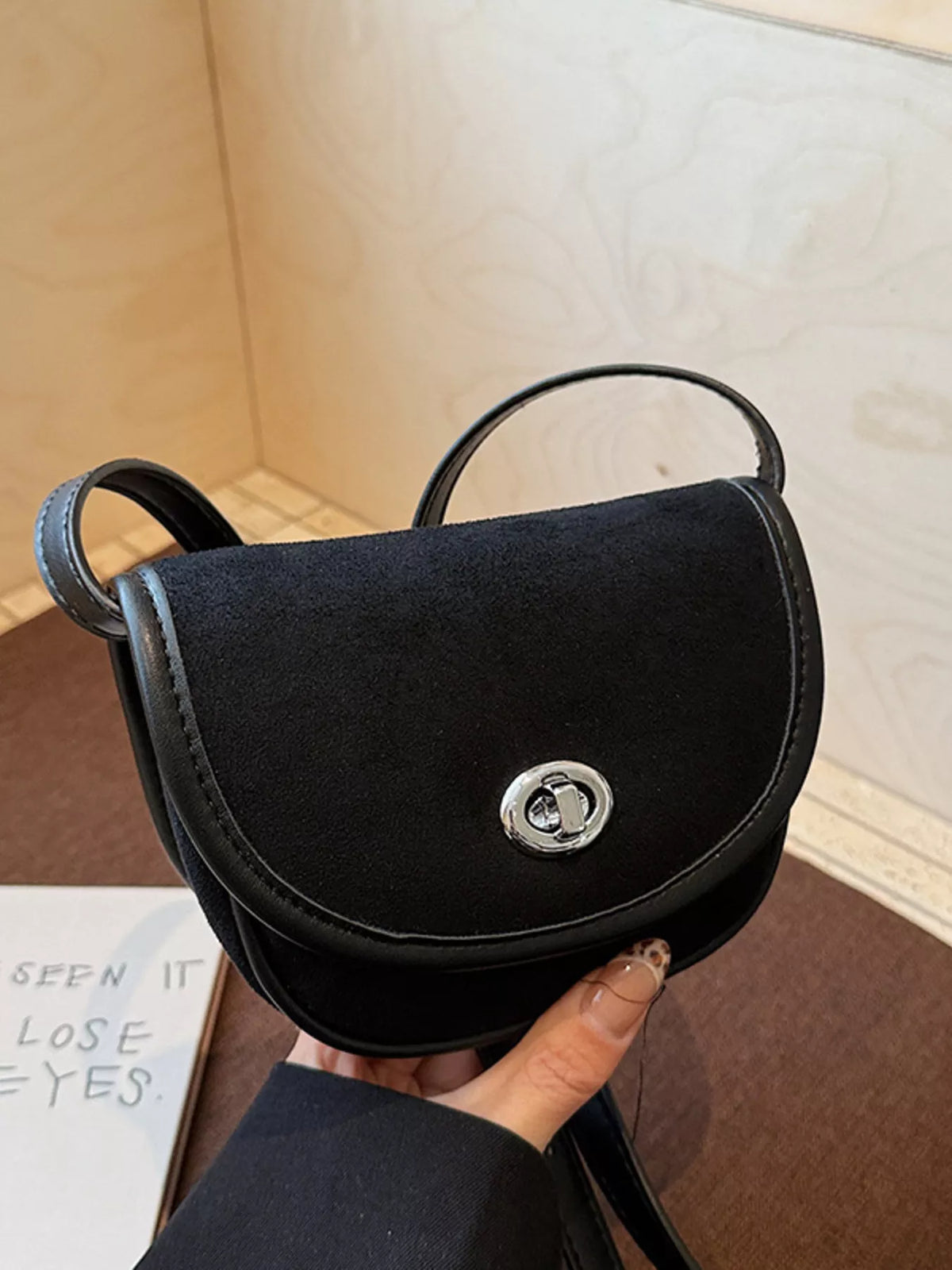 Suede Flap Crossbody Bag