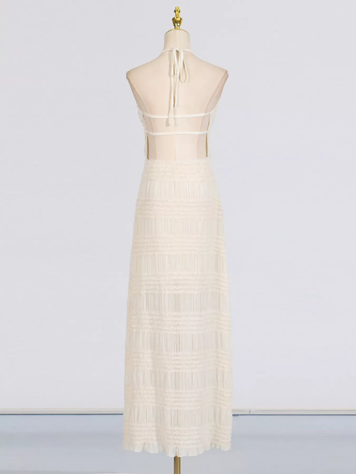 Ruched Halter Neck Maxi Dress