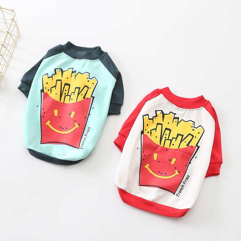 Fries Graphic Dog T-Shirt in Red or Blue